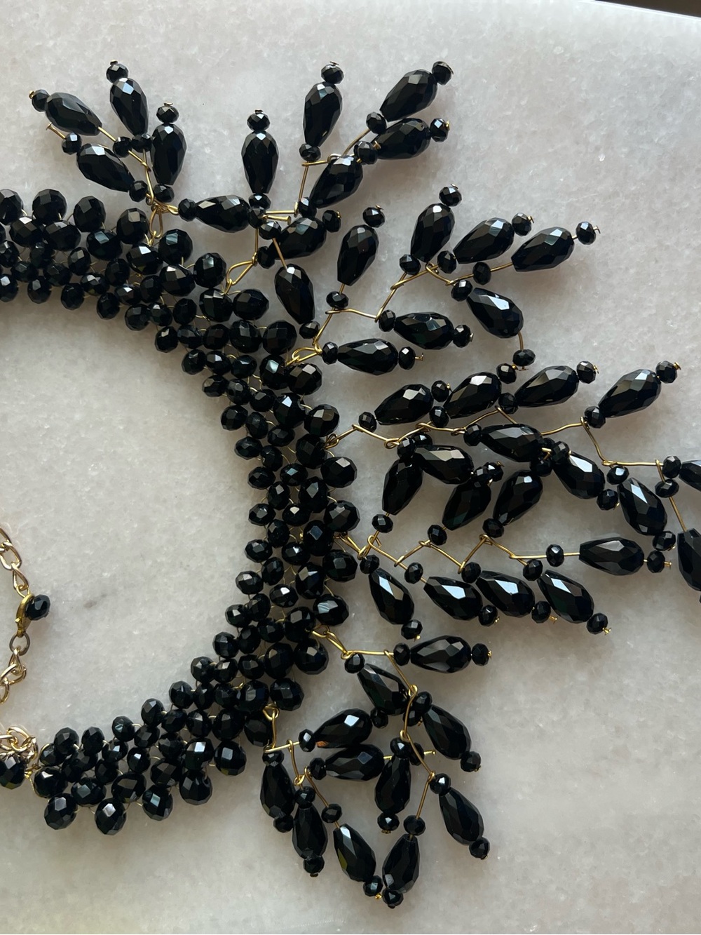 Black Beaded Statement Necklace - , Women Jewelry
